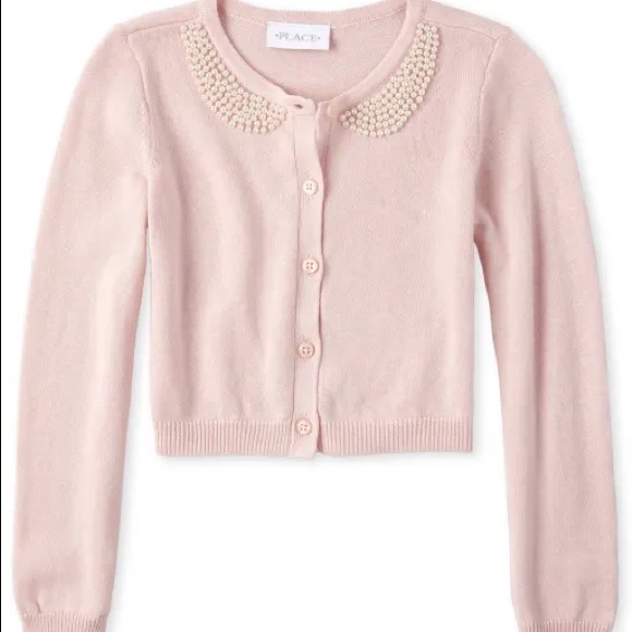 Place Girls Faux Pearl Cardigan Sweater